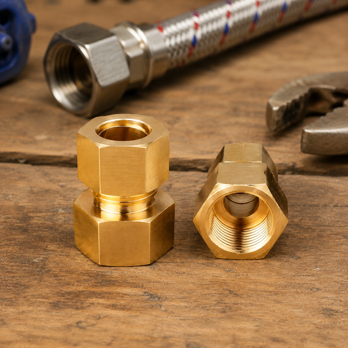 🔩 Brass Threaded Adapter | Secure Connection | Compact Pipe Fitting