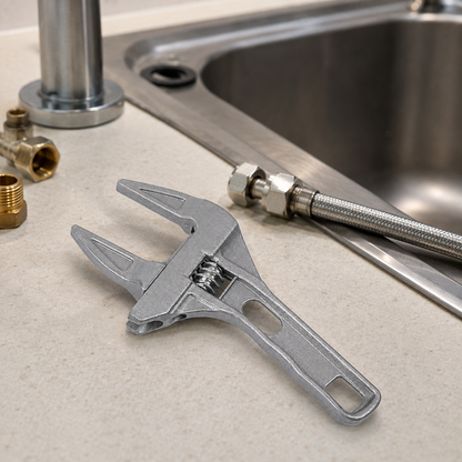 🔧 Adjustable Wrench | Wide-Jaw Metal Design | Plumbing & Repair Essential