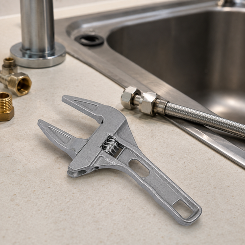 🔧 Adjustable Wrench | Wide-Jaw Metal Design | Plumbing & Repair Essential