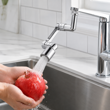 🚰 Faucet Extender | Chrome Kitchen Families | Flexible Swivel Reach