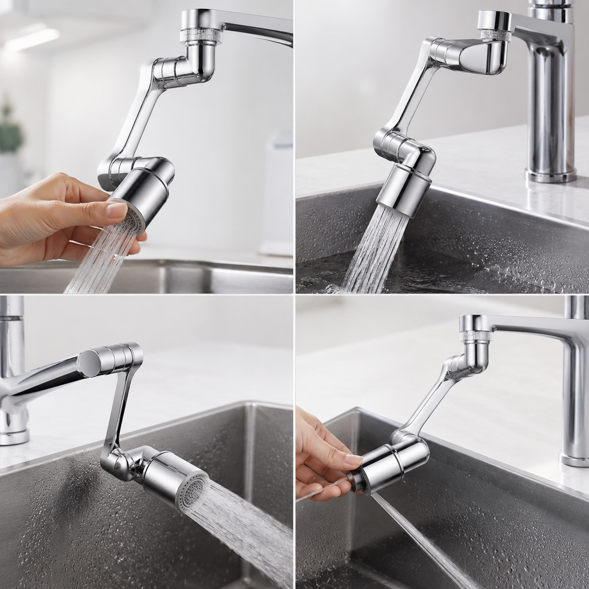 🚰 Faucet Extender | Chrome Kitchen Families | Flexible Swivel Reach