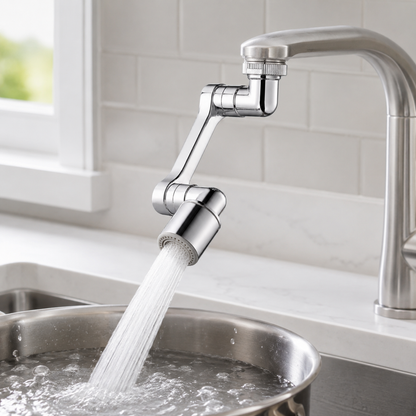 🚰 Faucet Extender | Chrome Kitchen Families | Flexible Swivel Reach