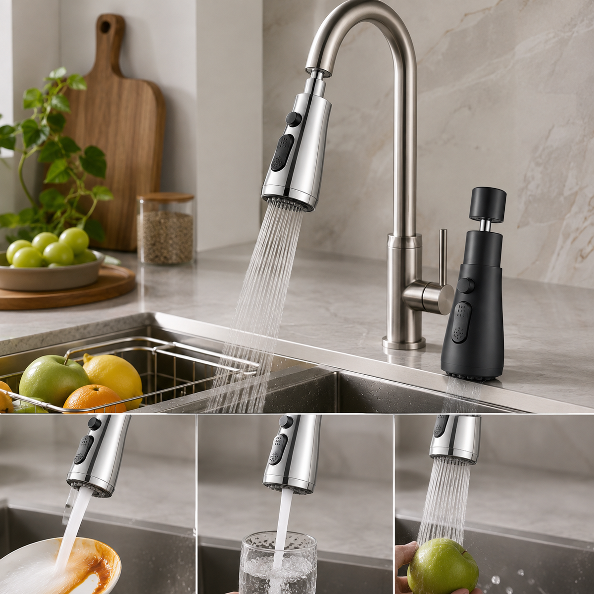 🚿 Faucet Aerator | Metal Kitchen Families | 360° Spray Control