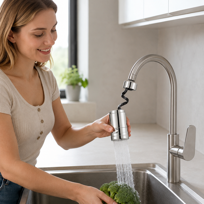 🚰 Faucet Extender | Chrome Kitchen Families | Retractable Pull-Out Control
