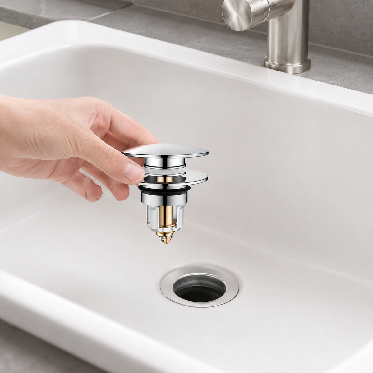 🛁 Sink Stopper | Brass Bathroom Homeowners | Polished Pop-Up Seal