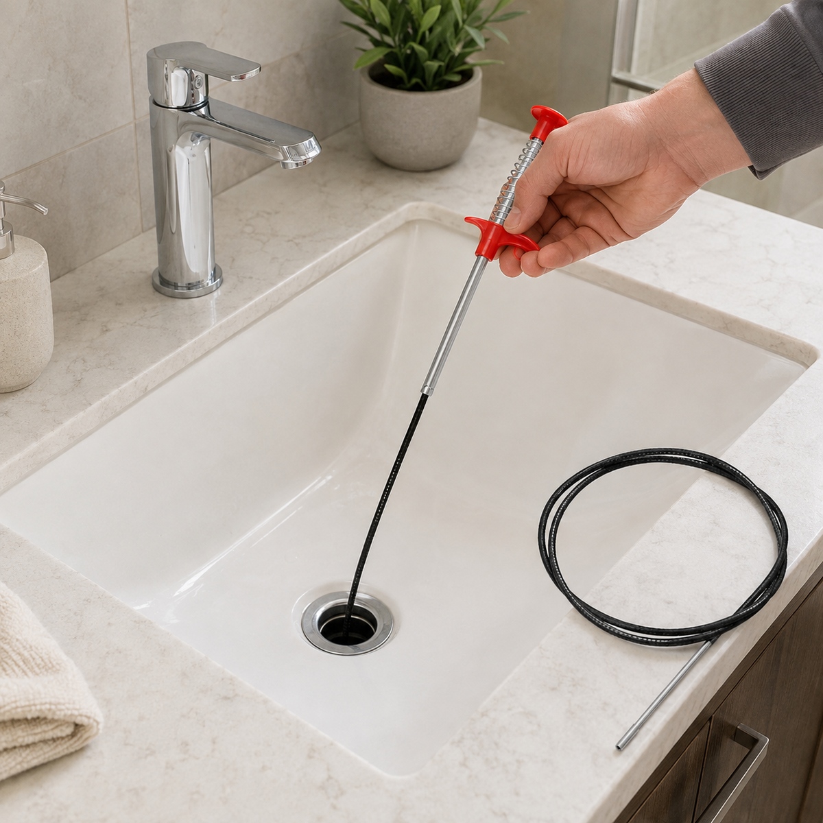 🛠 Drain Cleaner | Steel Plumbing Homeowners | Flexible Four-Claw Grabber