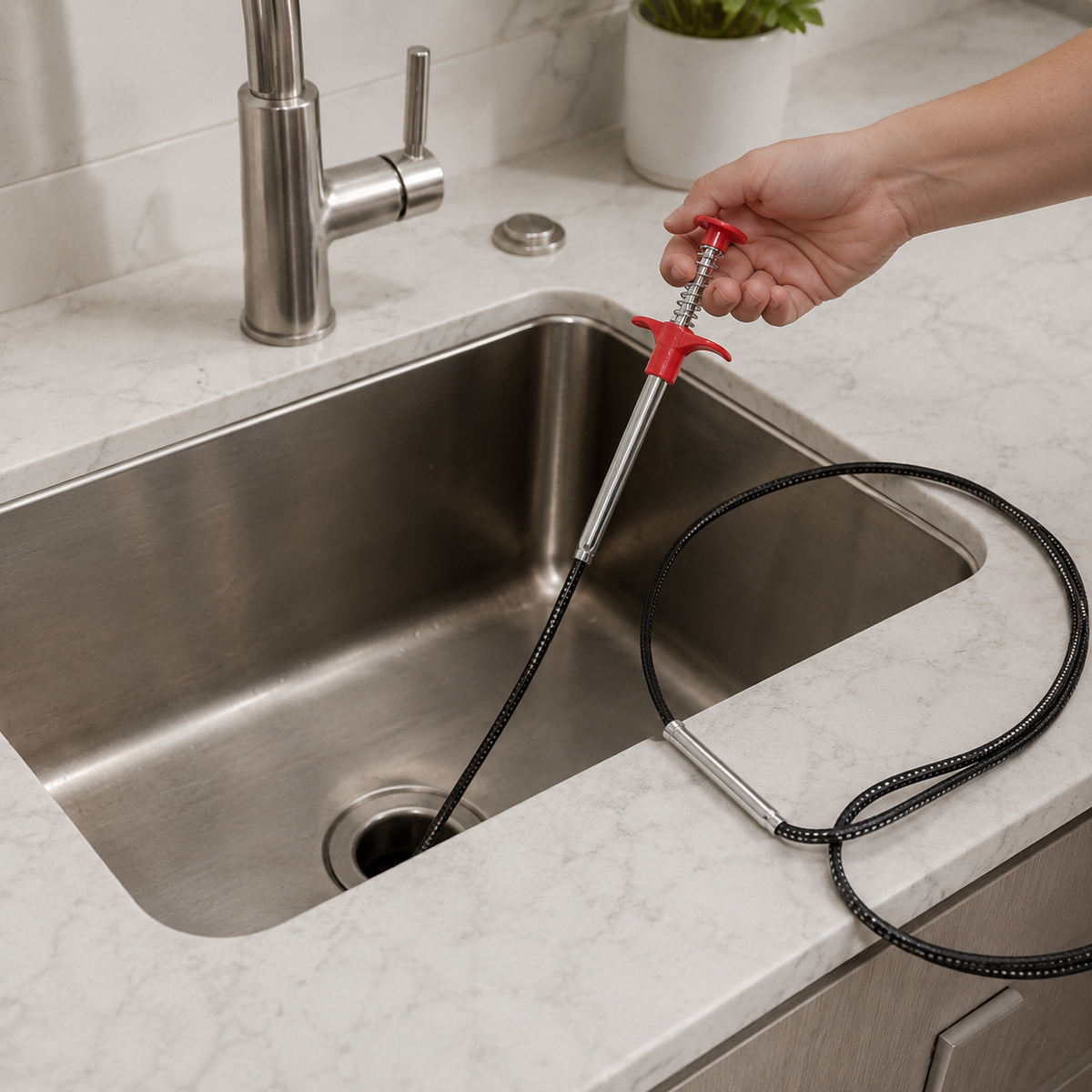 🛠 Drain Cleaner | Steel Plumbing Homeowners | Flexible Four-Claw Grabber