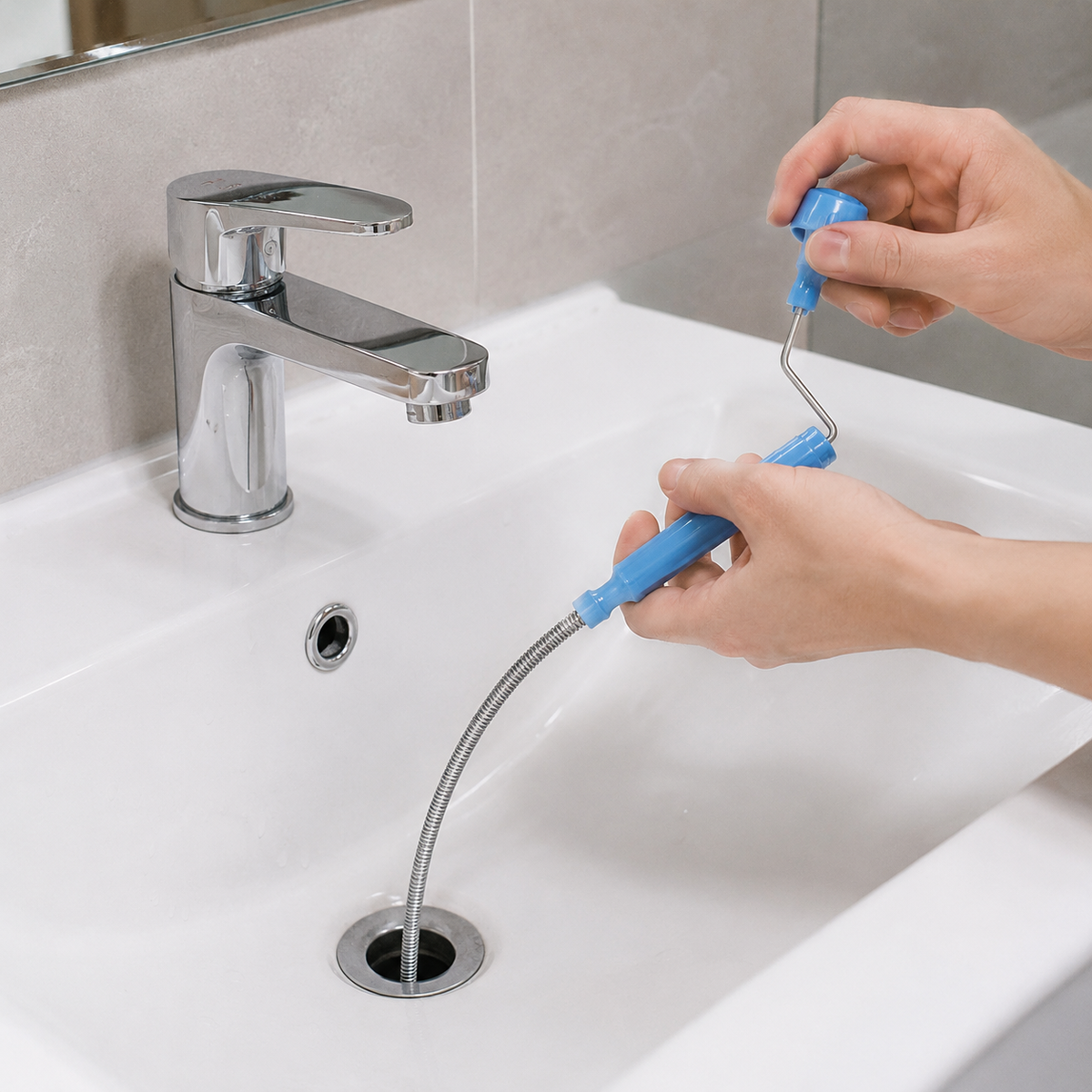 🌀 Drain Auger | Spring-Steel Plumbing Homeowners | Flexible Hand-Crank Reach