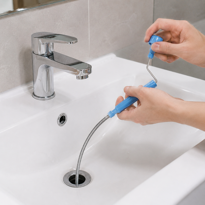 🌀 Drain Auger | Spring-Steel Plumbing Homeowners | Flexible Hand-Crank Reach