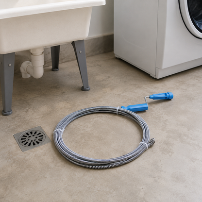 🌀 Drain Auger | Spring-Steel Plumbing Homeowners | Flexible Hand-Crank Reach
