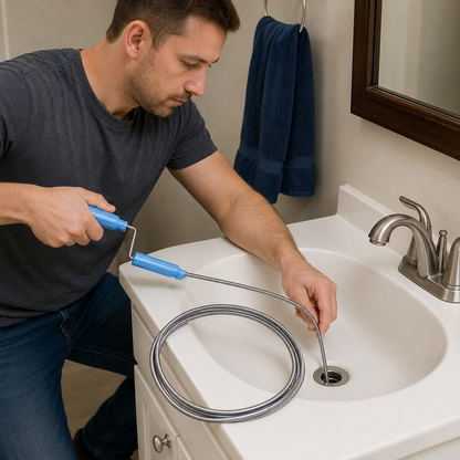 🌀 Drain Auger | Spring-Steel Plumbing Homeowners | Flexible Hand-Crank Reach