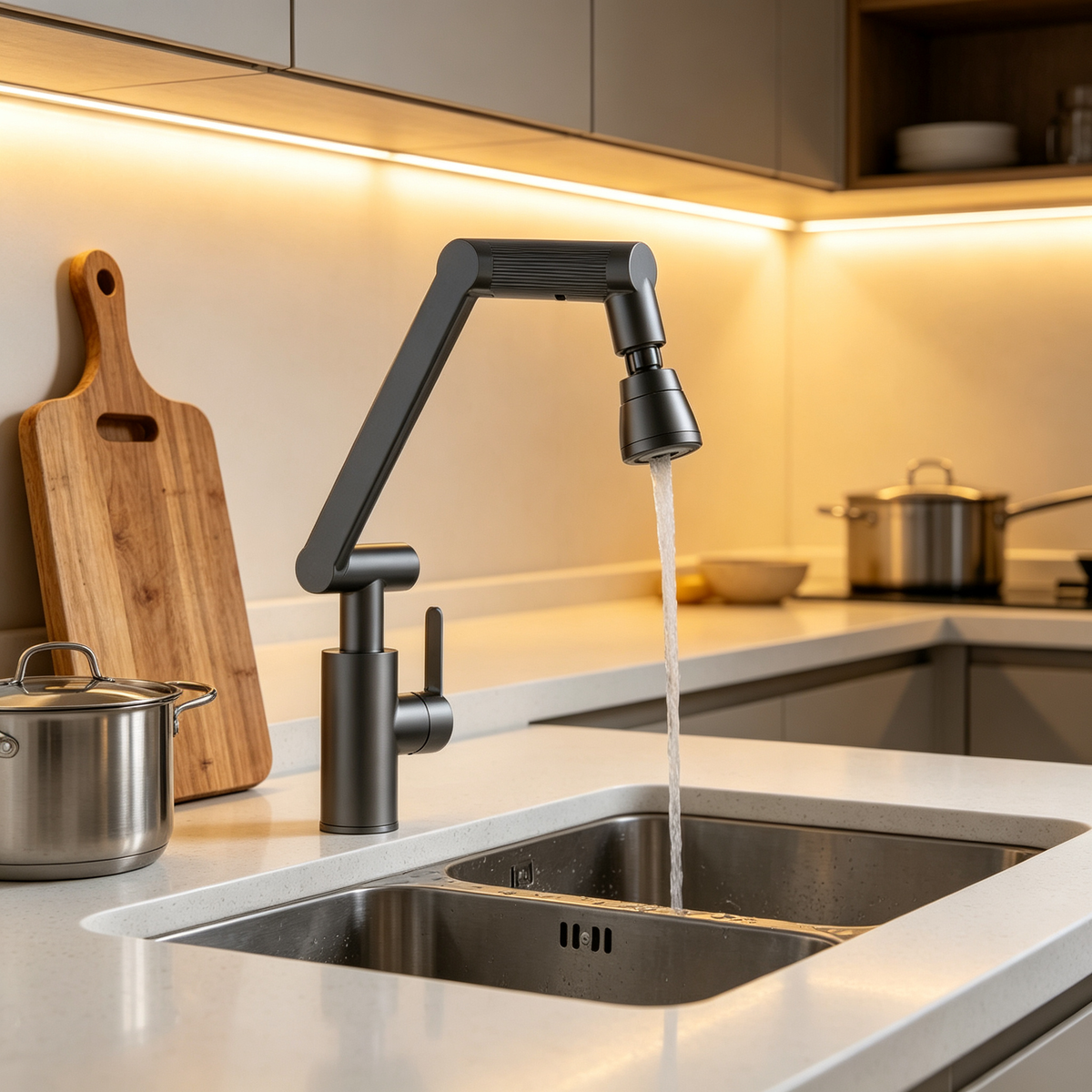🚰 Modern Kitchen Faucet | Adjustable Swivel Spout | Flexible Sink Water Fixture