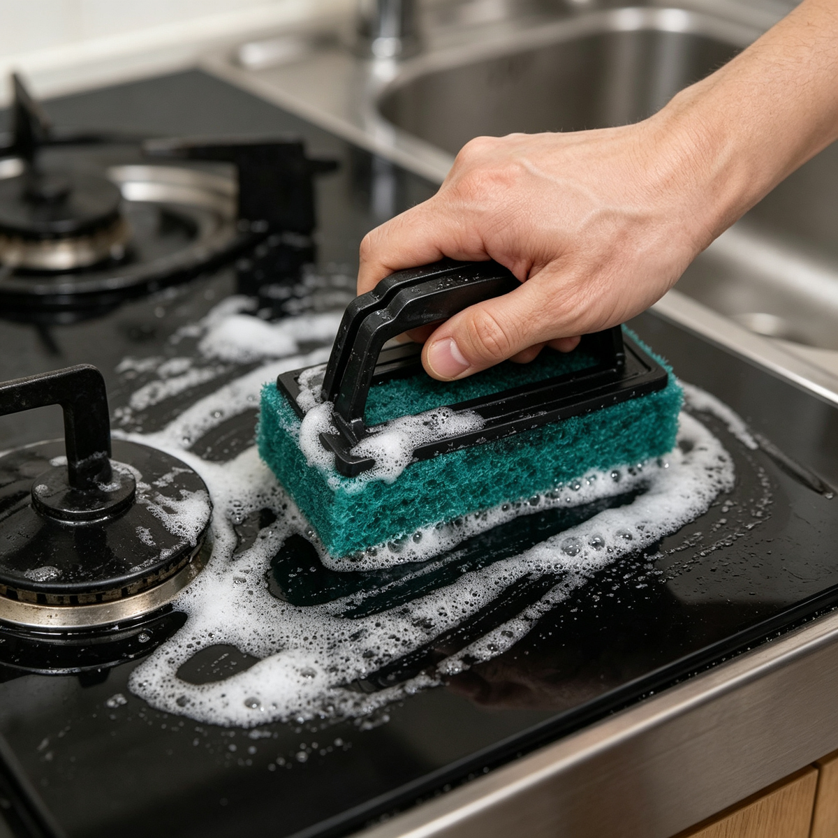 🧽 Handled Kitchen Scouring Pad | Heavy-Duty Scrubber | Dish & Surface Cleaning Essential